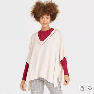 A New Day Pullover Knit V-Neck Poncho - One Size Fits Most